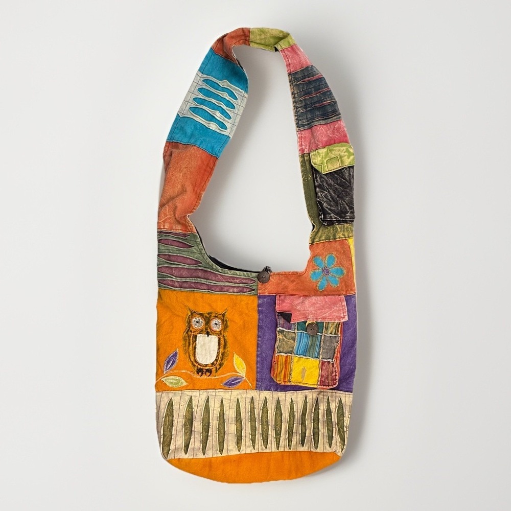 Owl Hippie Boho Festival Crossbody Hobo Purse Tote‎ Bag Nepal Embroidered